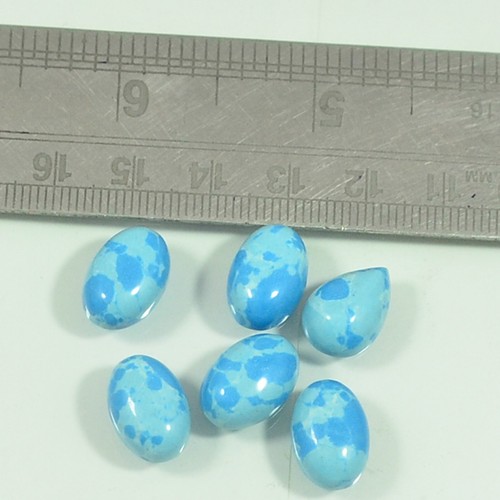 10X14MM Turquoise Blue Oyster Larimar Cabochon Pack of 6 Piece oval Cabchon - Picture 4 of 5