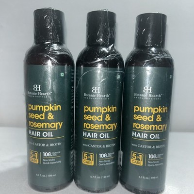 3 Sealed Botanic Hearth Pumpkin Seed & Rosemary Hair Oil With Castor & Biotin, 