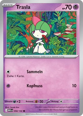Pokemon Trasla MEG 058/132  DEUTSCH Karte K.P. Mega Entwicklung