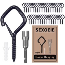 35 PCS Eye Screw Hooks for Hanging Heavy Duty with Safety Buckle.Metal Ceiling H