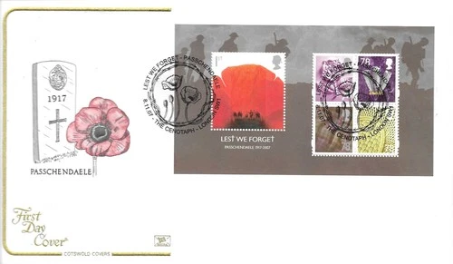 2007 Lest We Forget MS, Stuart FDC (unaddressed), The Cenotaph - London SW1 SpHS