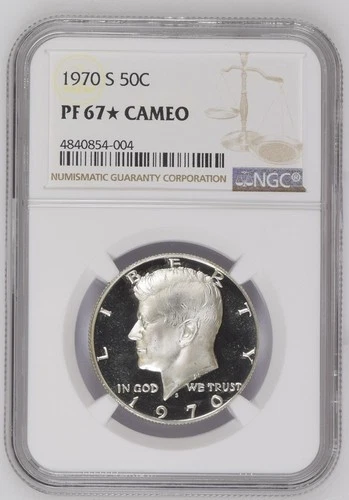1970 S Silver Clad Proof Kennedy Half Dollar 50c Coin NGC Certified PF67* Cameo
