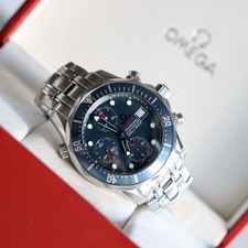 Omega Seamaster Pro 300m FACELIFT MODEL Chronograph Blue Bond Diver Watch +BOXES
