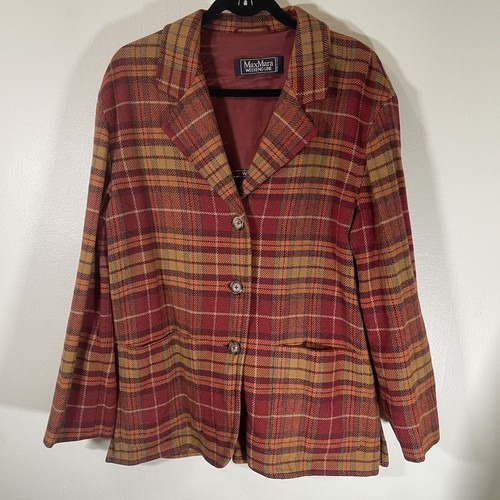 Weekend Max Mara, Giacca blazer vintage Max Mara linea weekend lana a quadri Made Italy US 6
