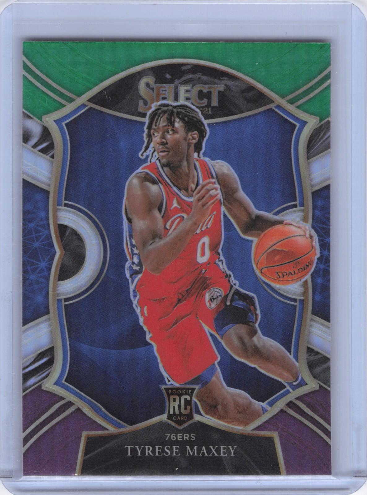 2020-21 Panini Select #81 Tyrese Maxey Green White Purple