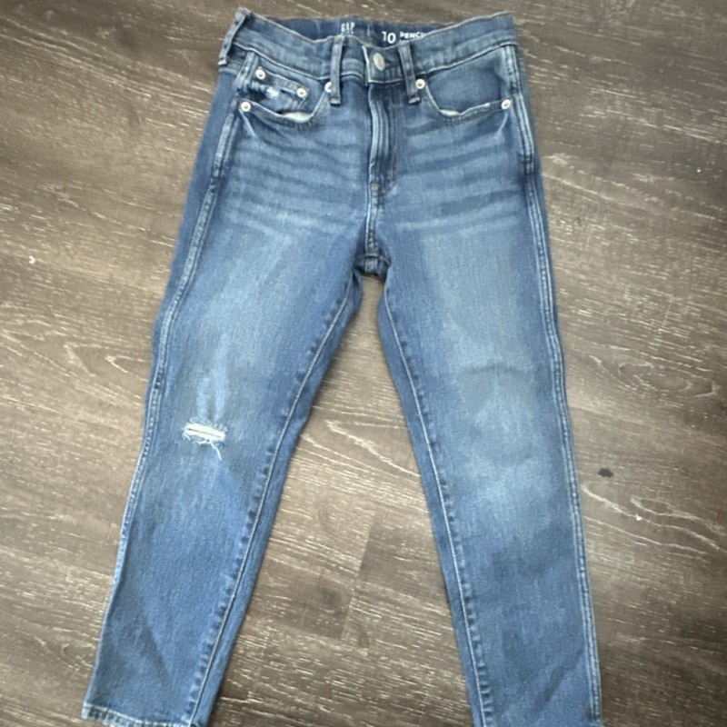 Gap Girls Pencil Slim Ankle High Rise Jeans Size 10 Blue Denim Adjustable Waist