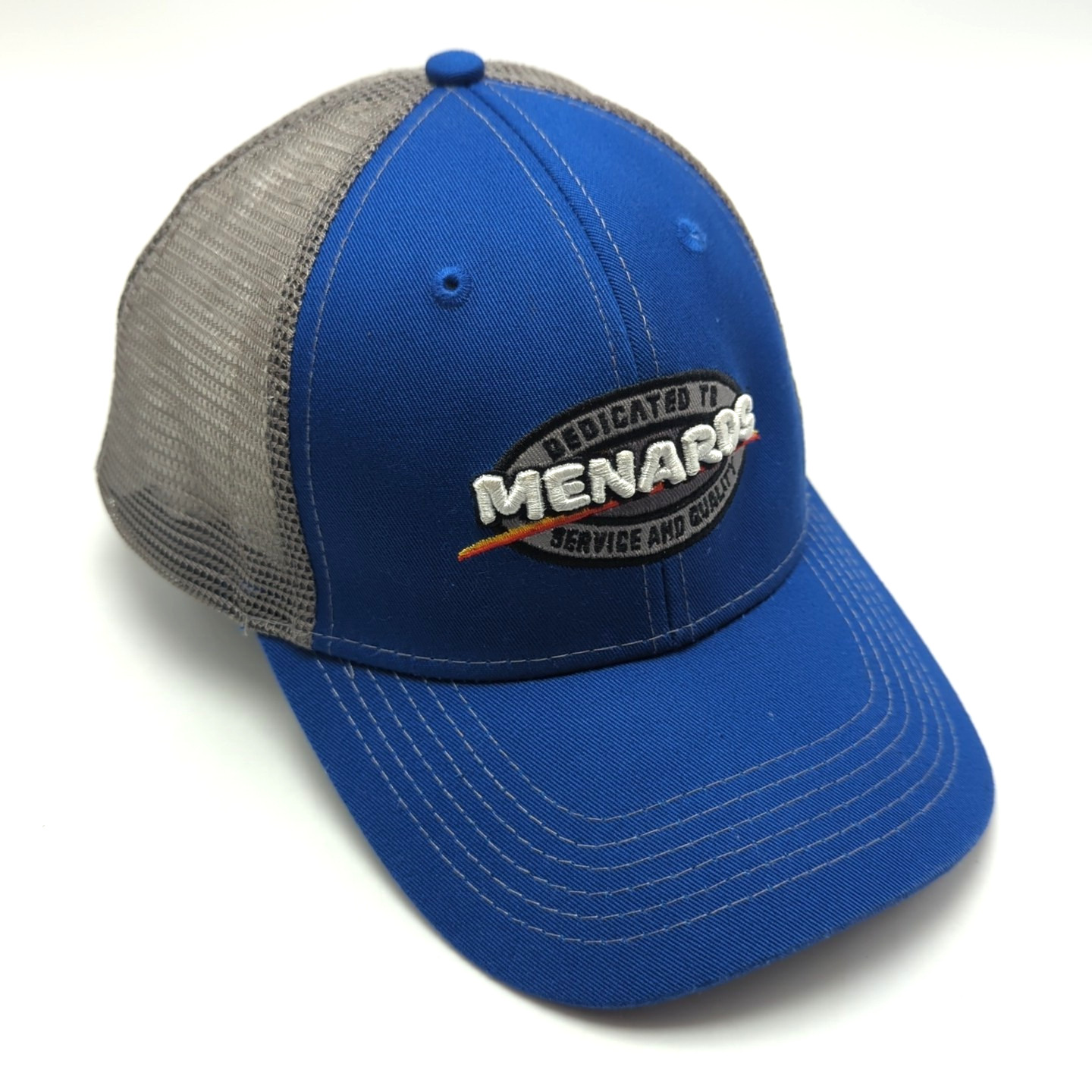 Menards hat blue gray adjustable snapback cap mes… - image 9