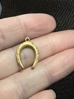 Horseshoe Charm Jewelry Pendant Necklace Vintage Brass Metal Stamping  .75” — photo 1