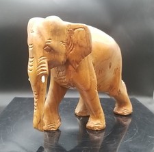 African Folk Art ~ Hand Carved Wooden Elephant ~ Fabulous Wood Grain Finish 5