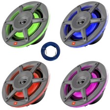 BayBoat: 4x JBL JBLMARSPKSD62GAM 6.5" 300W Max 2-Way RGB LED Gray Speakers, Wire