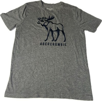 Abercrombie Kids Gray Cotton Muscle Crew Neck L Moose Graphic T-Shirt 11/12