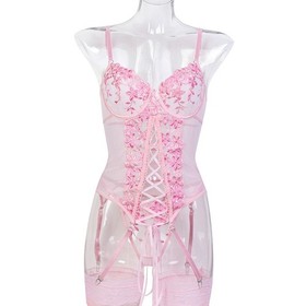 Lingerie Three Piece Set with Garter Straps Sexy Corset Bustier for Women