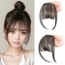 Bangs Hair Extensions - Synthetic Invisible Fringe for Black Brown Hair