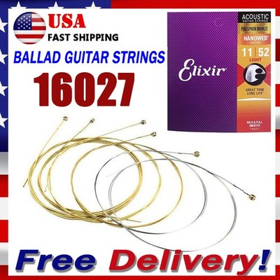 Elixir Phosphor Bronze Acoustic Guitar Strings NANOWEB Custom Light 11-52 US