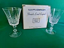W. M. Dalton French Lead Crystal Wine Glasses 2 in Box France