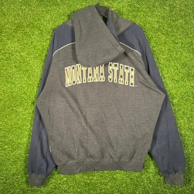 Colosseum Montana State Bobcats Hoodie Mens Large Full Zip Grey Navy Blue