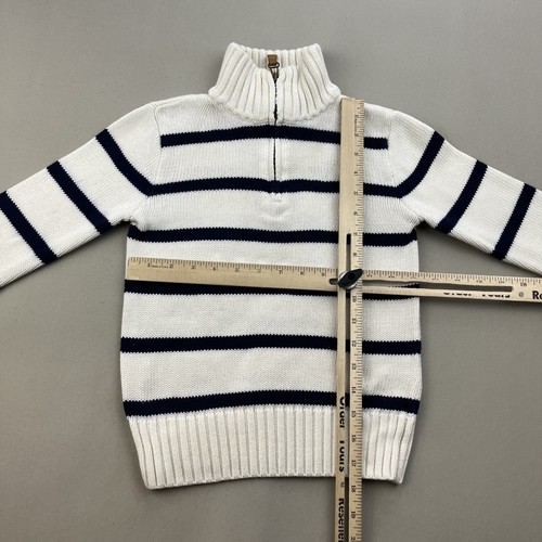 Polo Ralph Lauren Sweater Youth Boys 6 White Navy Blue Striped 1/2 Zip Pullover - Picture 10 of 13