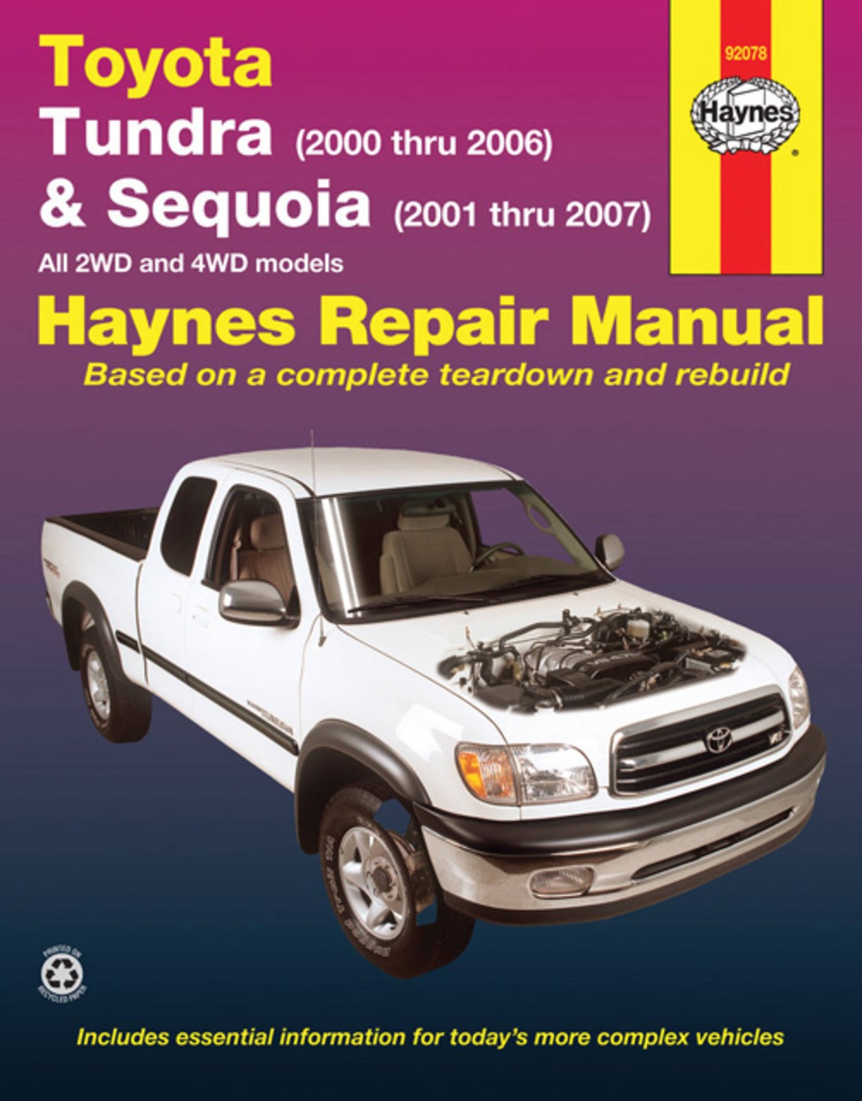 Shop Manual Toyota Tundra Sequoia 2Wd And 4Wd Models Repair Service Haynes Book