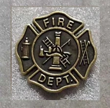 FIRE DEPARTMENT GOLD BRASS LOGO LAPEL PIN NEW XX1
