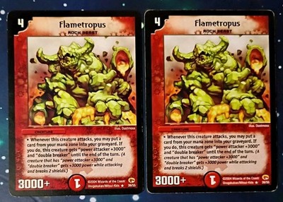2× Flametropus 39/55 DM-02 Duel Masters TCG Rampage ofthe Super Warriors 2004 LP