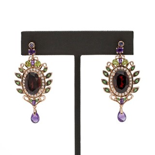 Le Vian Crazy Collection 14K Rose Gold Garnet Amethyst 13.6ctw Earrings #JB749 2