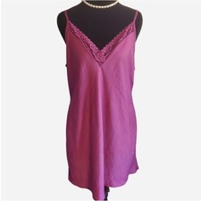 VTG Y2K Lace Trim Slip Dress nighgown SIze L Coquette Whimsigoth Romantic Fairy