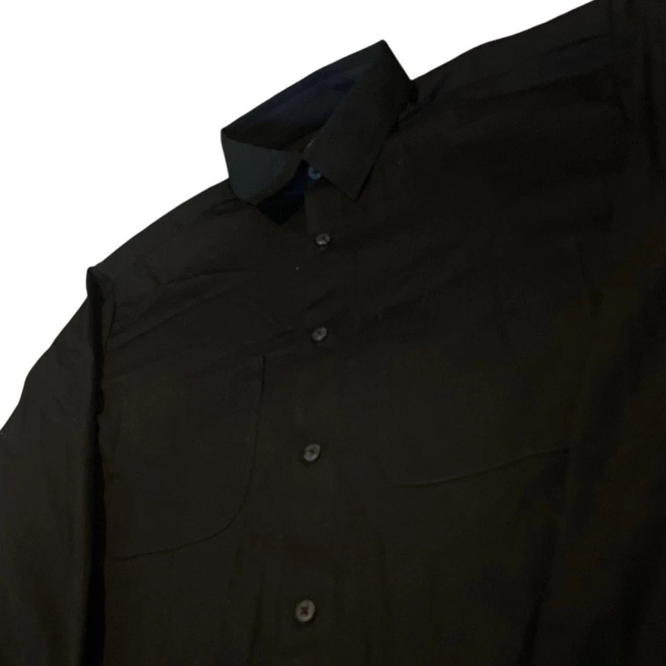 Camisa Cintas Alta Imagen Sin Arrugas Negra Preppy Vestido Botón Manga Larga Talla M Foto 3 de 4