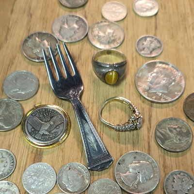 #ad #ad 2 Troy Ounces Of Silver 90% Coins War Nickel Kennedy Half silver ring $149.99