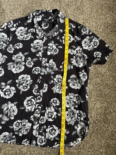 Camisa Forever 21 Negra Blanca Flores Manga Corta Para Hombre Grande Hawaiana Grunge - Imagen 5 de 5
