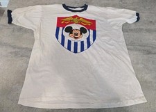 vintage 80s MICKEY MOUSE PATRIOTIC SHIELD MILITARY WALT DISNEY RINGER t-shirt S