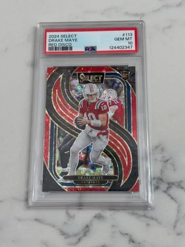 2024 Select Drake Maye Premier Level 36/49 Red Disco Rookie (RC) PSA10
