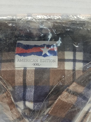 Vintage NOS American Edition Men’s Flannel Shirt USA 100% Cotton Blue Size XXL - Picture 2 of 4