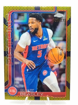 MALIK BEASLEY 2025-26 Topps Chrome Yellow Basketball Refractor #/275 Pistons