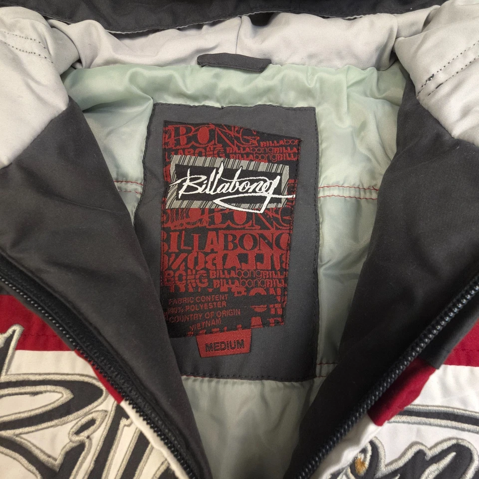 Chaqueta Billabong vintage para hombre MEDIANA negra con capucha manga larga logotipo de escritura talla M Foto 4 de 4