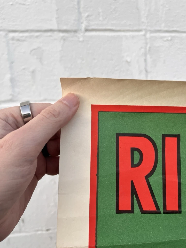 Antique 1950s RINGLING BROS BARNUM & BAILEY Circus POSTER Tiger Head Green Red - Image 3 of 4