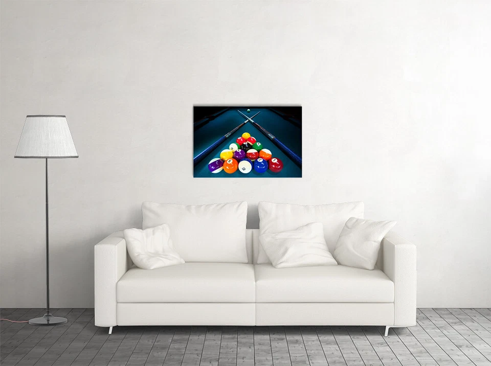 Mesa de billar con bolas y tacos arte pared - PÓSTER 20x30 Foto 3 de 4