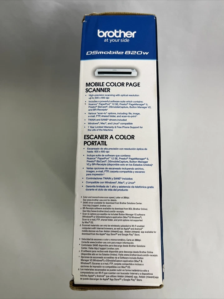 Brother DSmobile DS-820W Portable Sheet Scanner with Wireless, White Wi-Fi - Image 4 of 4