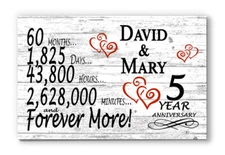 5 Year Anniversary Gift Sign Personalized 5th Wedding Anniversary Present
