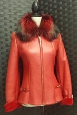 Red Shearling Fin Raccoon Size M, 22" Long