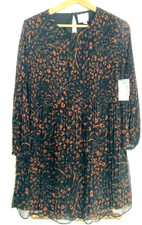 Nine West - Black & Orange lined sheer dress women's size Small