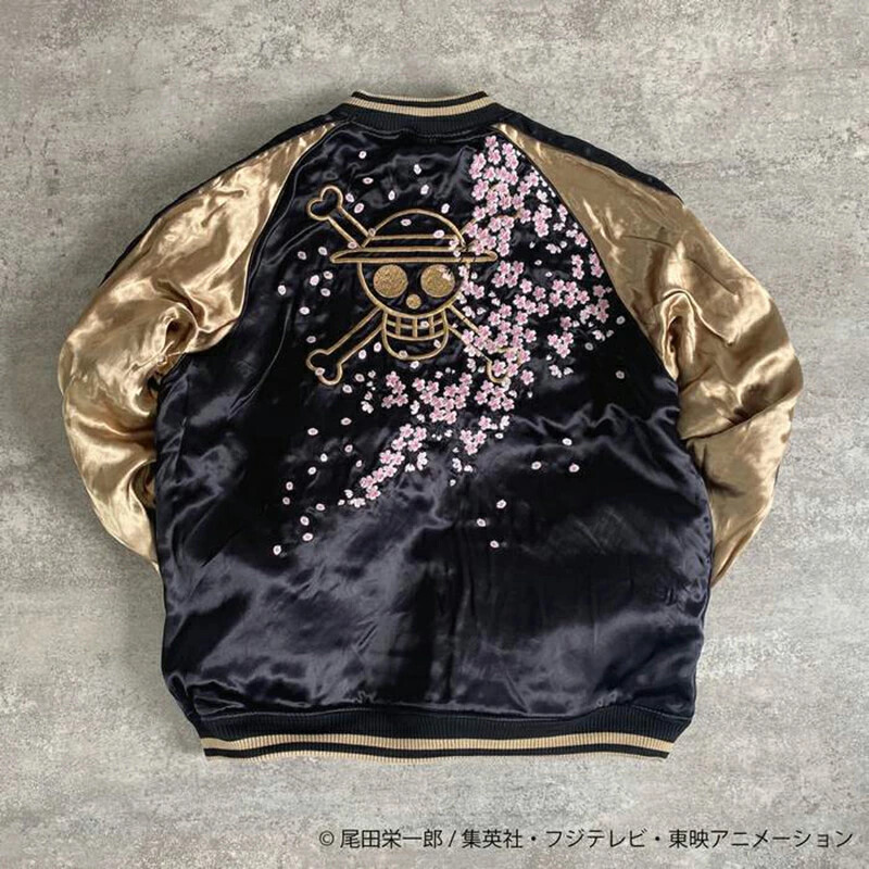 JAPANESE EMBROIDERED JACKETS 1&2,スカジャン Sukajan ONE PIECE Reversible BLACK GOLD 233066 Embroidery
