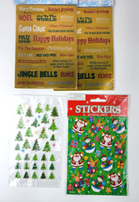 Christmas Words Tree Santa Snowman Reindeer Sticker Lot Sentiments Crafts 600 Pc