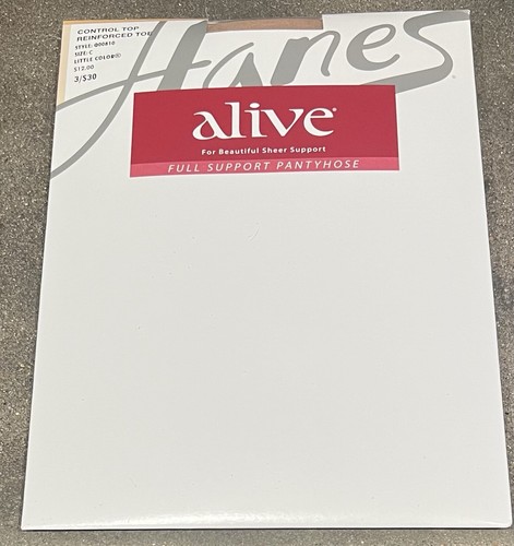 Hanes Alive Full Support Control Top Reinforced Toe Pantyhose Little Color ~Sz C