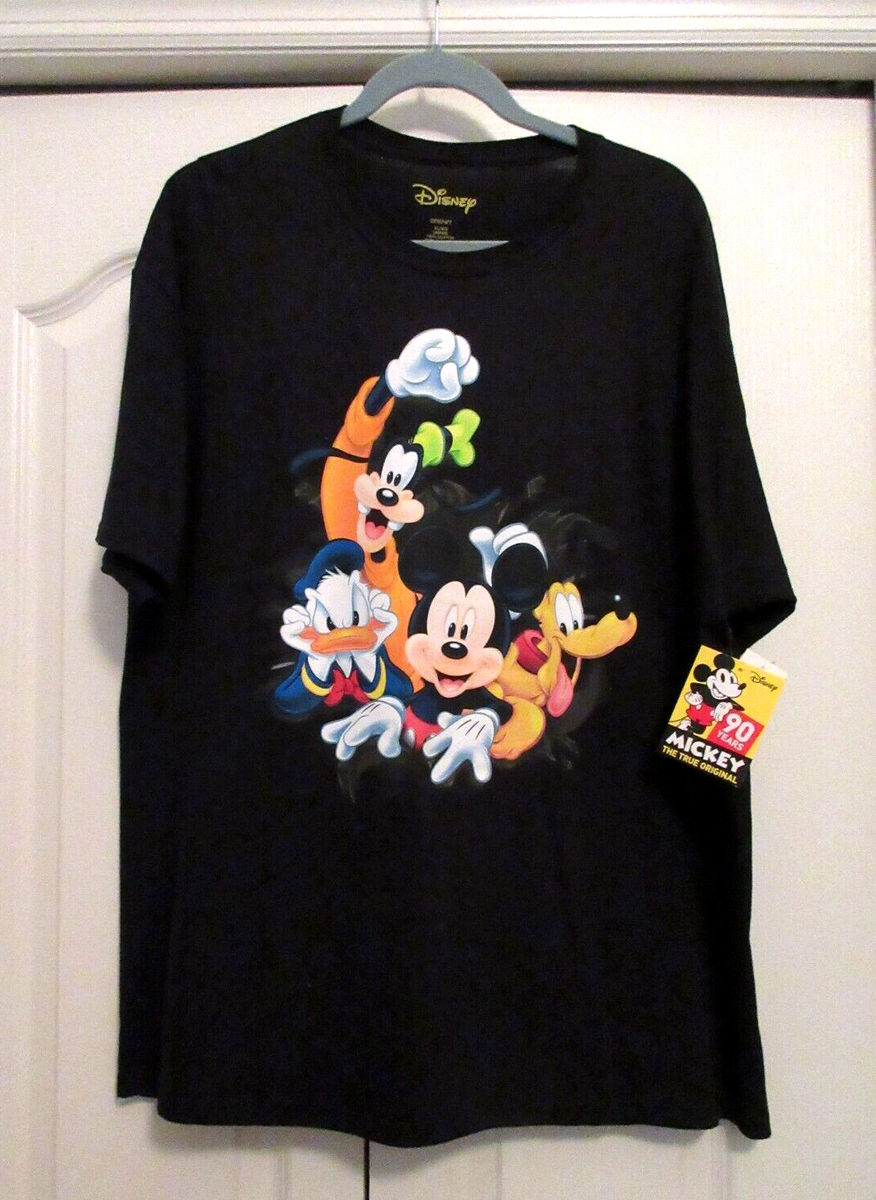 NWT Disney Black Mickey Mouse Pluto Donald Duck Goofy Front & Back