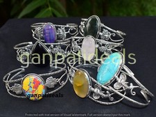 SALE ! Moonstone & Mix Gemstone Cuff Bangle 5pcs Lot 925 Silver Plated Jewelry