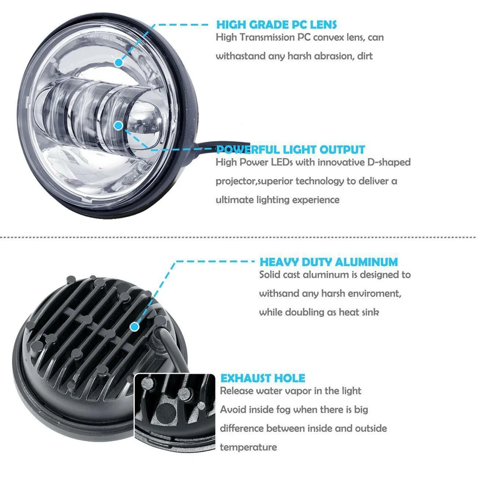 2x Luces antiniebla LED 4,5"" + Soporte de carcasa para Yamaha Roadstar Silverado XV1600 Foto 3 de 4