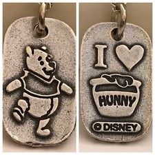 RARE Silver Winnie the Pooh Necklace Pendant Disney Disneyana 16-18" Vintage