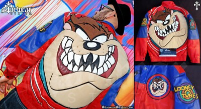 未使用 1990's Looney Tunes Jacket レザージャケット Vintage 90s Looney Tunes Leather Space Jam Cartoon Motorcycle