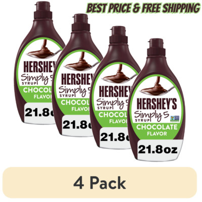(4 Pack) Hershey's Simply 5 Chocolate Syrup Bottle 21.8 Oz Gluten-Free Delicious