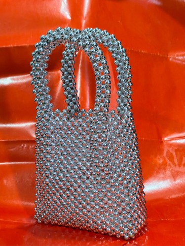 Borsa perla, borsa da donna fatta a mano con perline acriliche pochette perla portatile piccola - Foto 5 di 13
